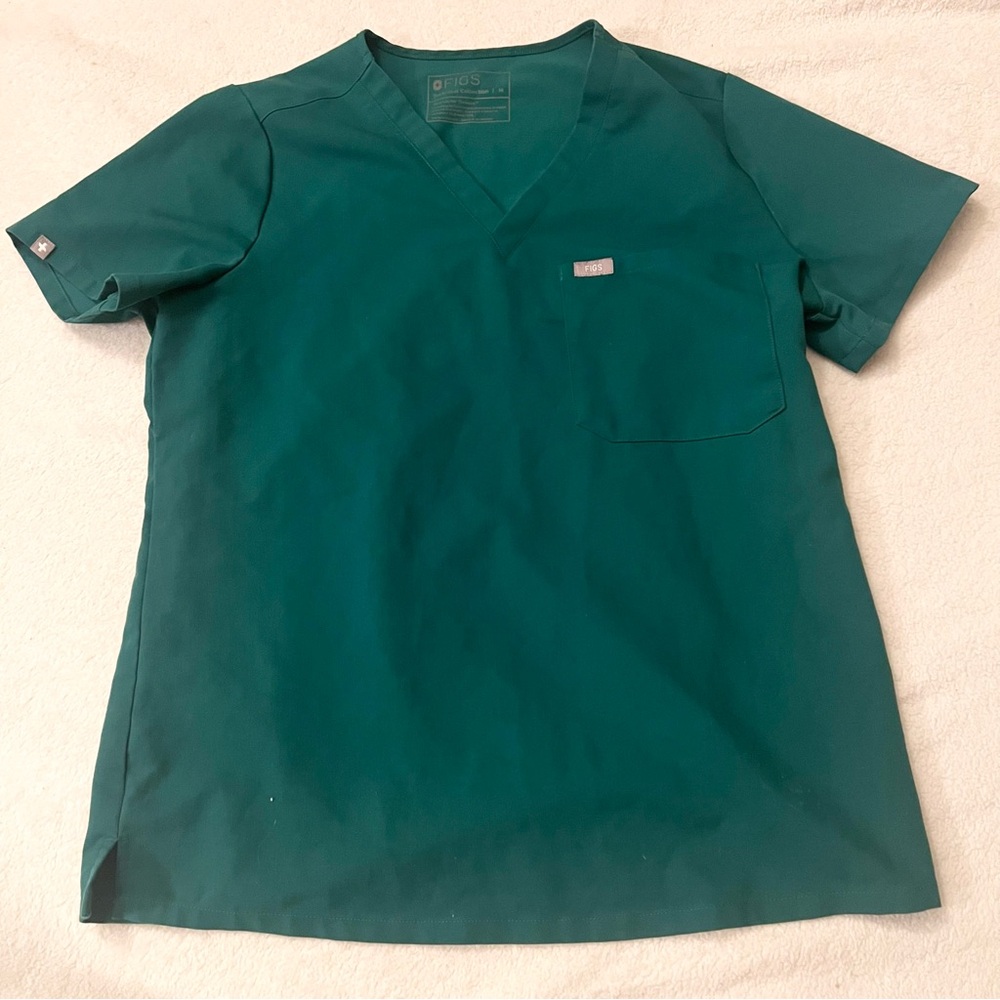 FIGS Catarina Scrub Top Hunter Green